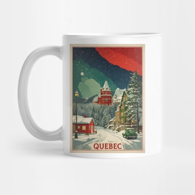 Quebec Canada Starry Night Vintage Poster Tourism by TravelersGems